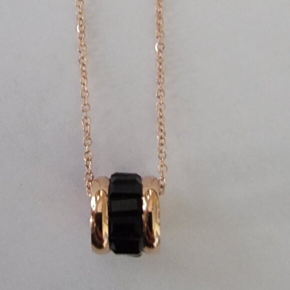 Gold Stainless Steel Chain &  Black Ceramic B.Zero1 Style Pendant Necklace - Picture 3 of 5